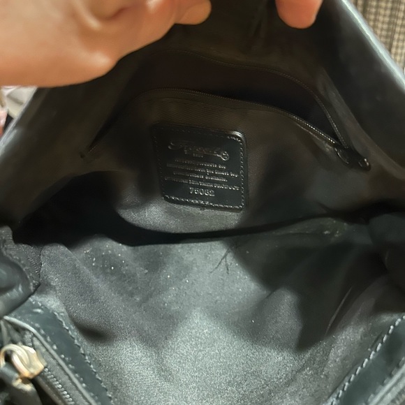 VINTAGE FOSSIL BLACK LEATHER UPCYCLED PAINTED BAG - Picture 6 of 14